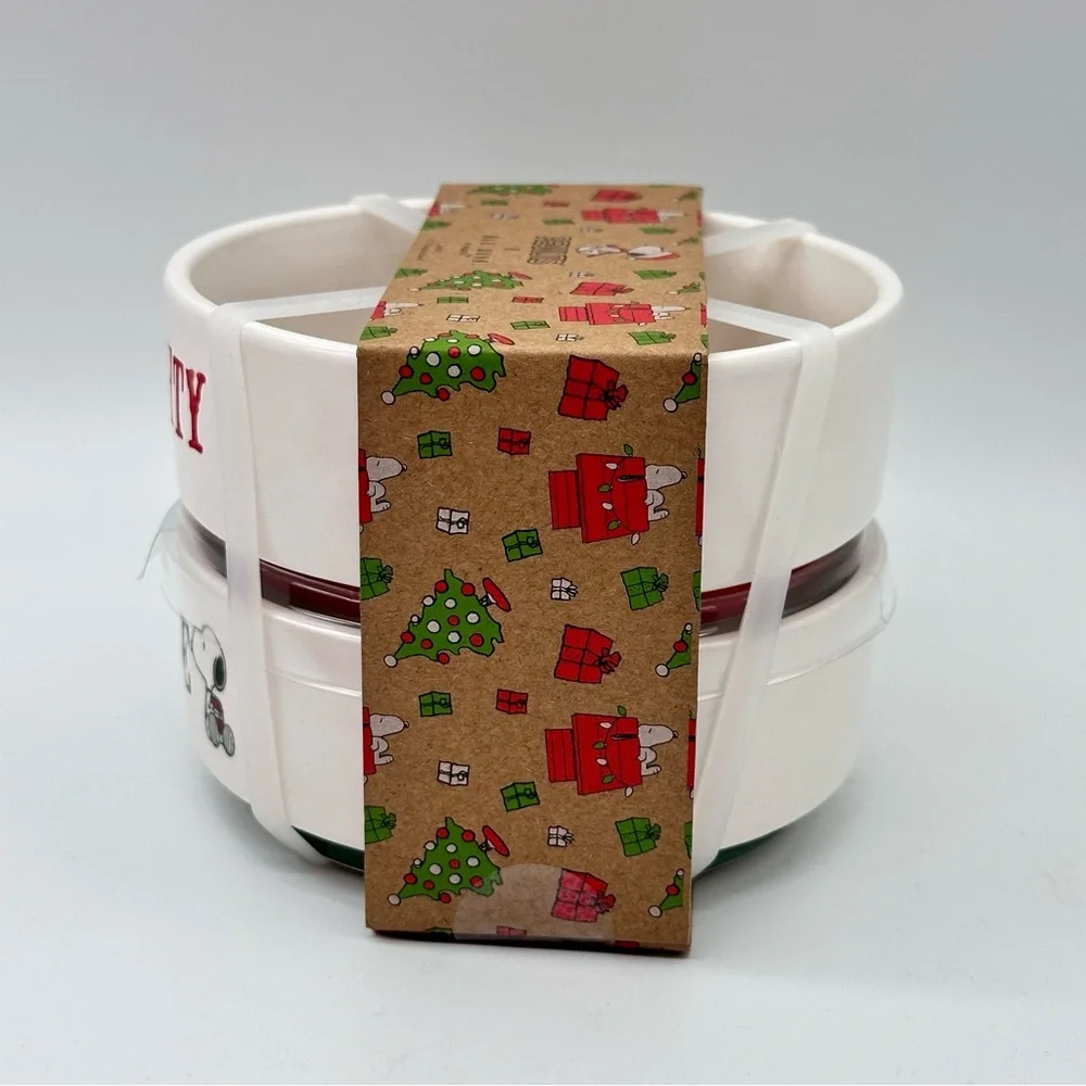 Rae Dunn x Peanuts Christmas Holiday Pet Bowl NAUGTY and NICE